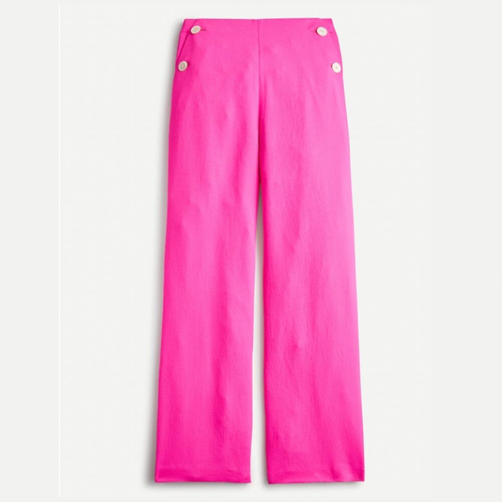 J.Crew Wide-Leg Sailor Pant Triple Dobby Hot Pink High Rise Size‎ 10